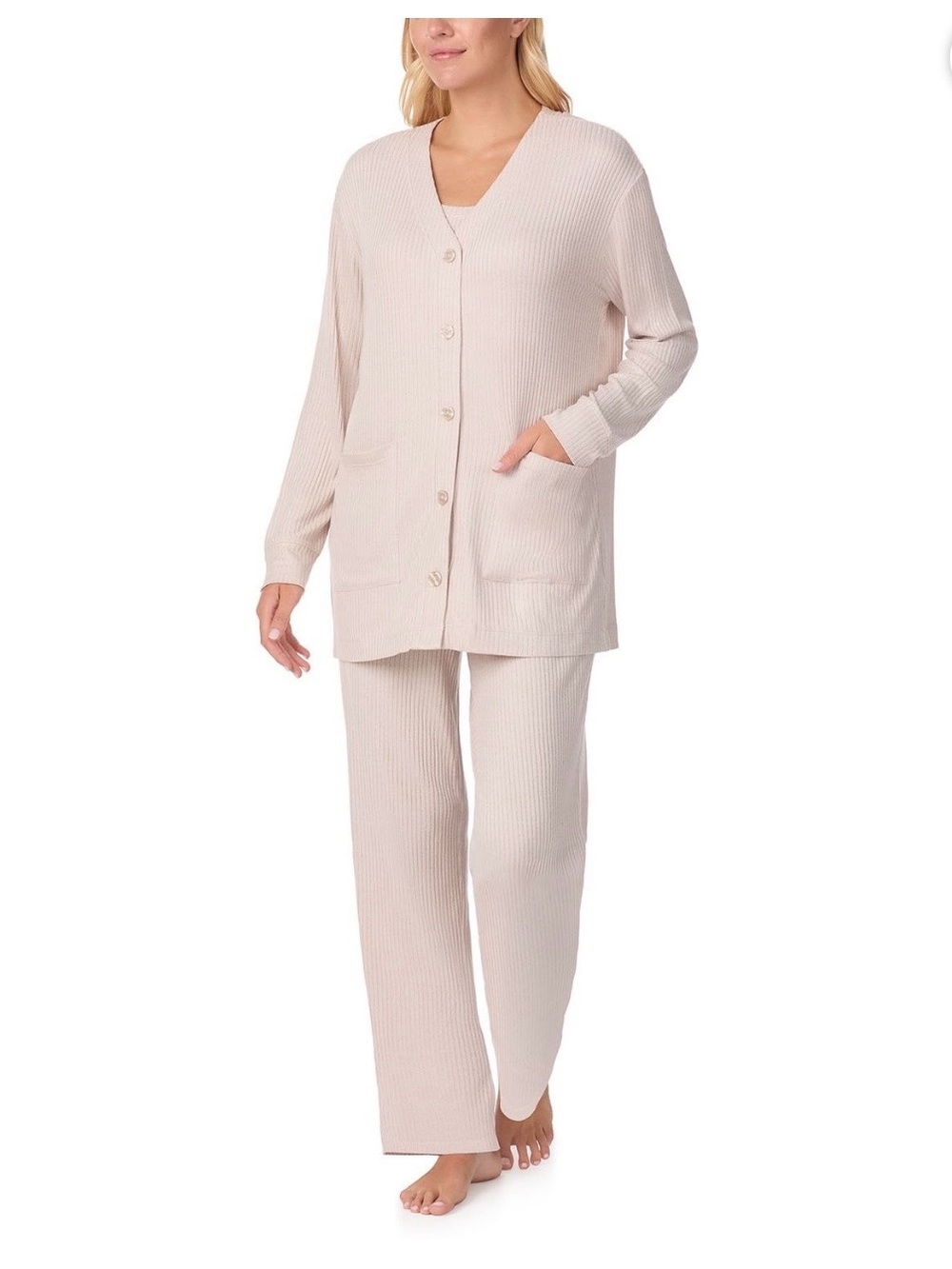 Cuddl Duds Cream 3-Piece Pajama Set - Picture 5 of 10